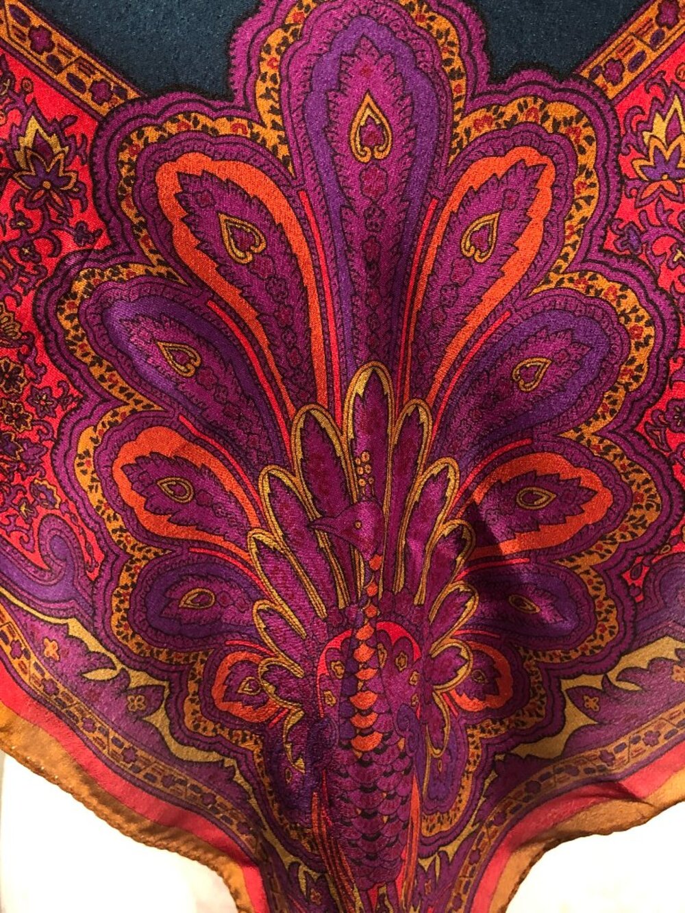Vintage Anne Klein for Vera Companies Jewel Tone Silk Blend Scarf - Picture 12 of 14